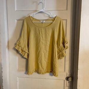 Yellow Ruffle Sleeve Women's Top by Umgee (large)